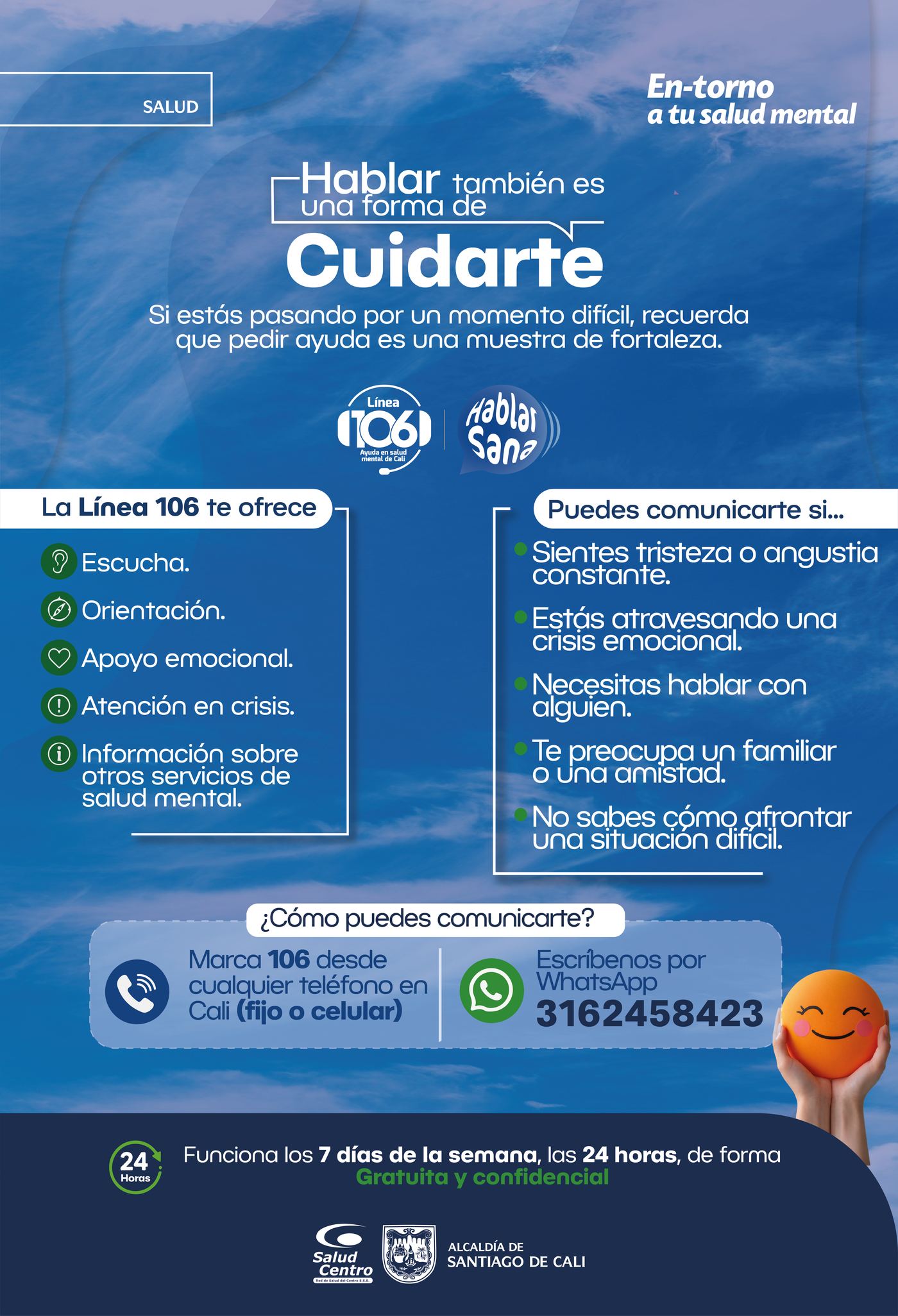 Línea 106, ayuda en salud mental de Cali